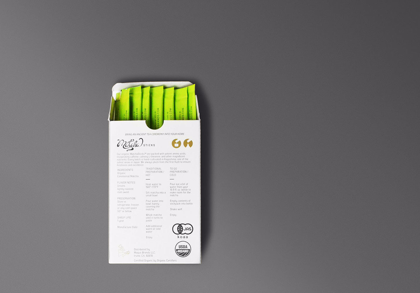 MatchaSticks™ Premium Organic Ceremonial Matcha Tea 10ct